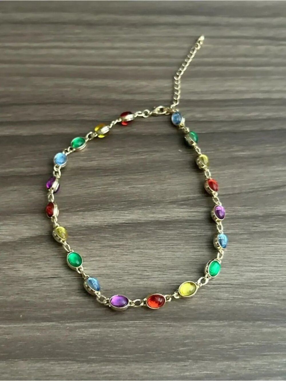 MulticolorโGemstone Link necklace Q1240